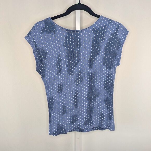 Vintage 90s Blue Polka Dot Textured Cap Sleeve Top Indie Minimalist Y2K - Picture 5 of 6